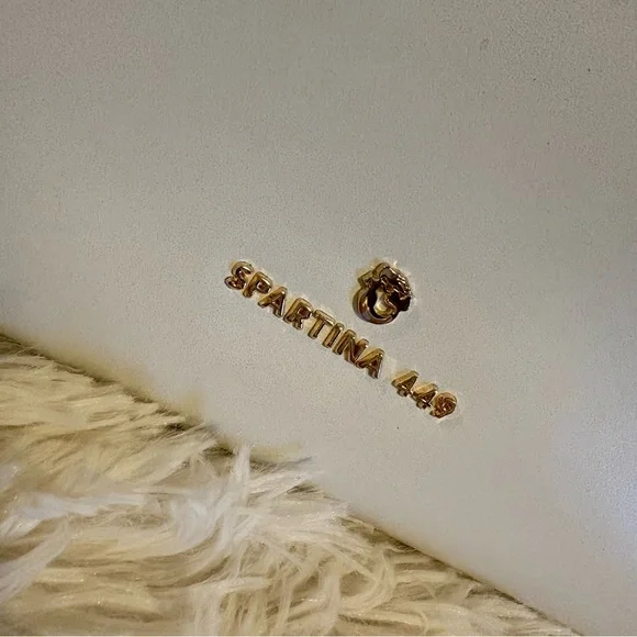 Spartina 449 Vegan Leather Bag - White with Bamboo Handle - Picture 3 of 12